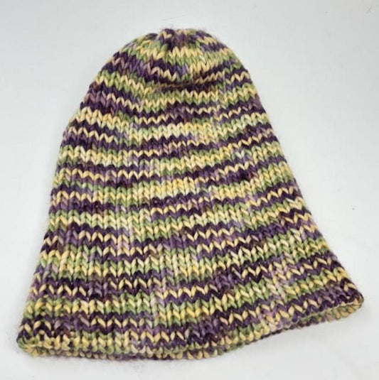Beanie, Suri Alpaca and Wool Blend, Double Thick Reversible Winter Hat with Brim