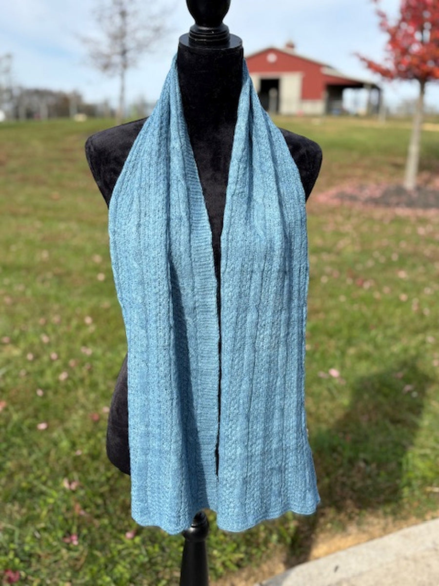 100% Suri Alpaca Knit Scarf, Cabled Design