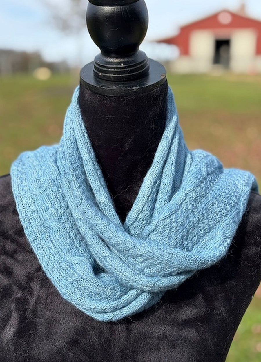 100% Suri Alpaca Knit Scarf, Cabled Design