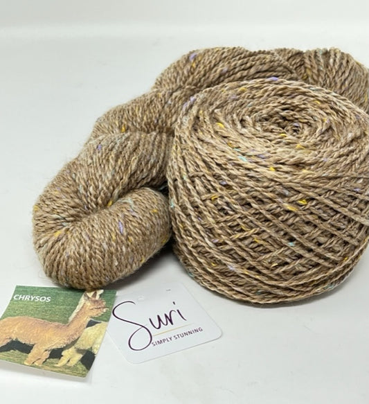 Suri Alpaca Blend Yarn, Natural with Silk, by Chrysos, 2 Ply DK Weight