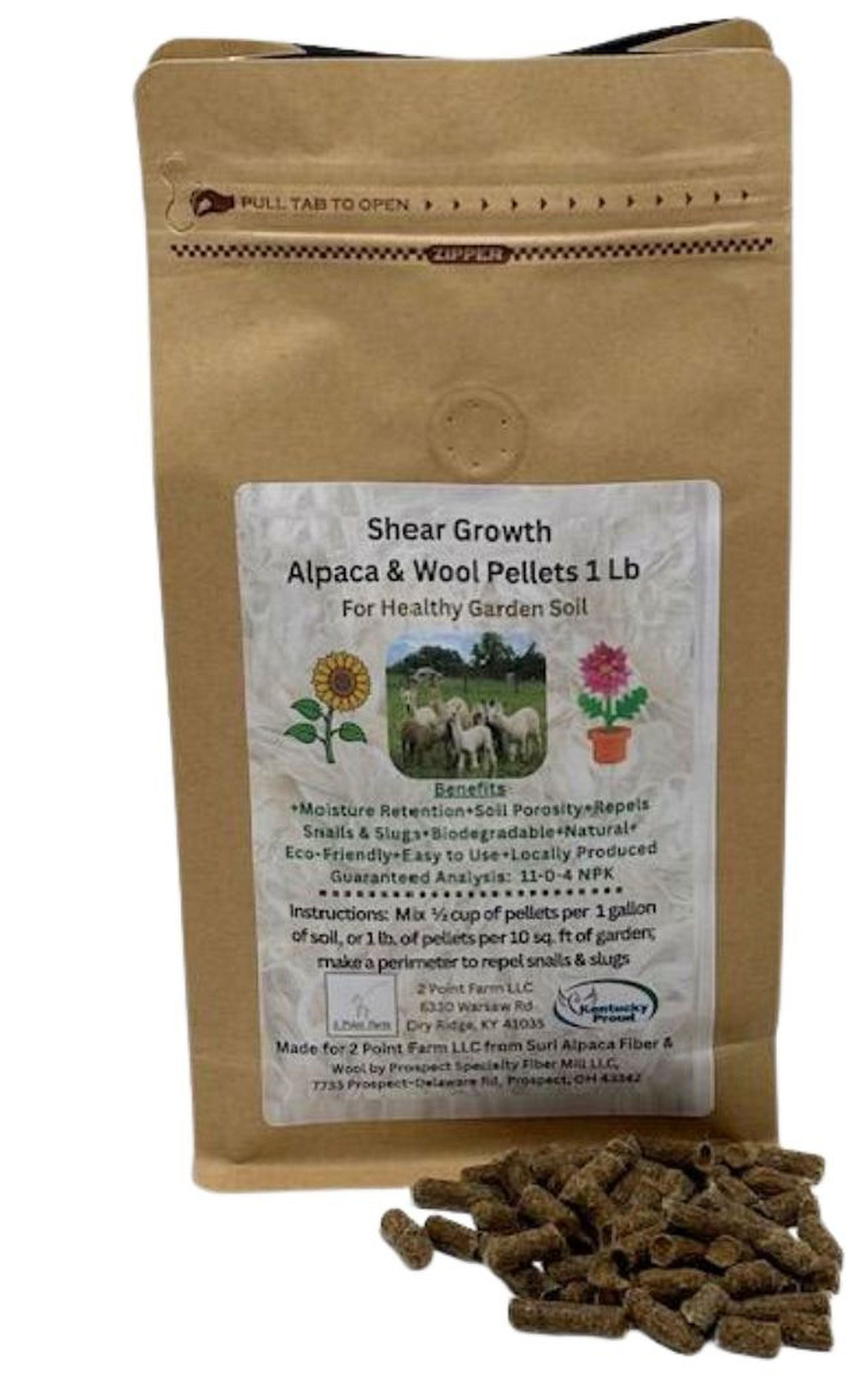 Shear Growth Alpaca and Wool Pellets for the Garden 1 Lb.