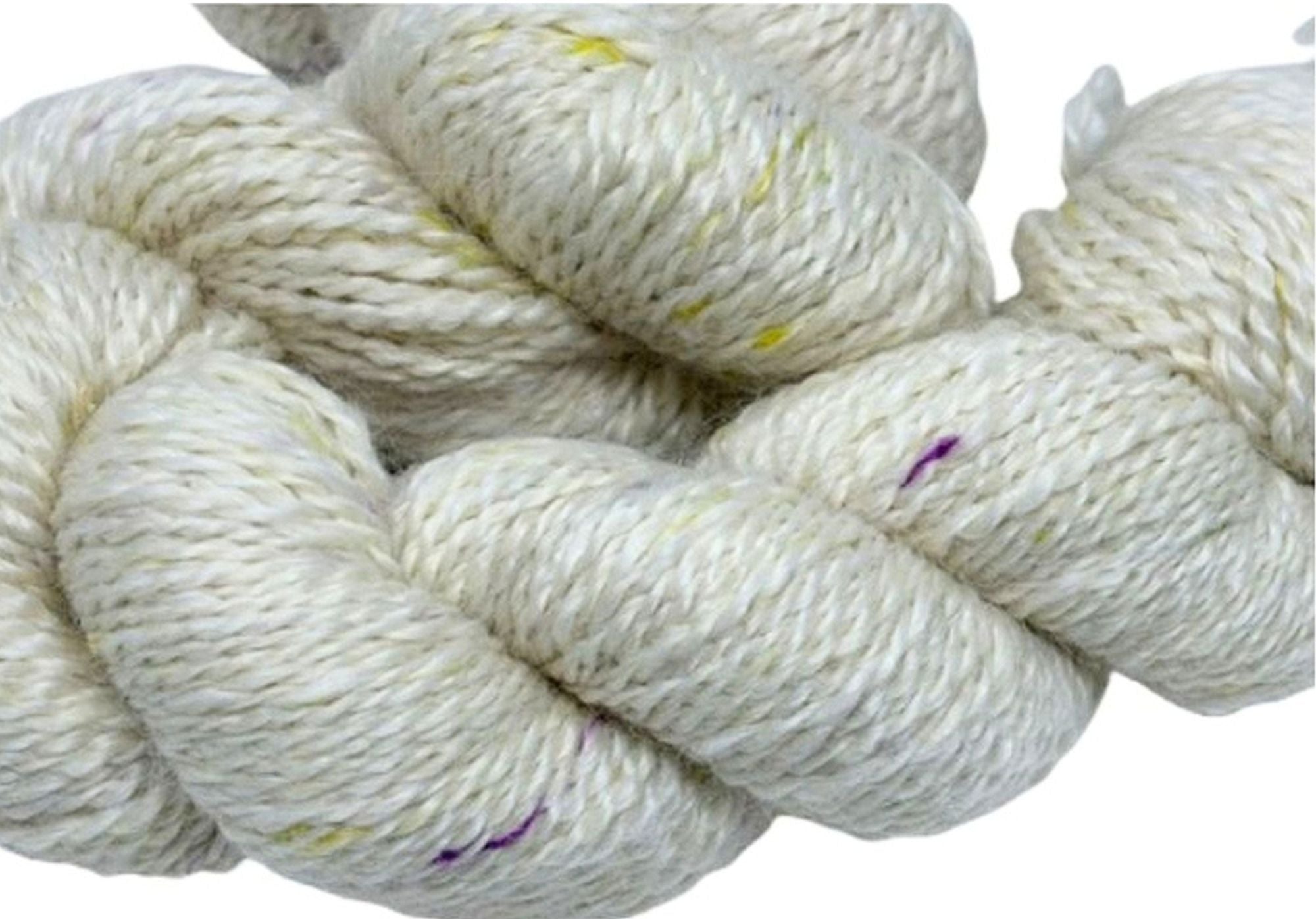 Confetti Whisper Yarn, Suri Blend, White and Silk Speckles, Dk Weight, 200 Yards