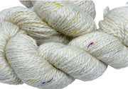 Confetti Whisper Yarn, Suri Blend, White and Silk Speckles, Dk Weight, 200 Yards