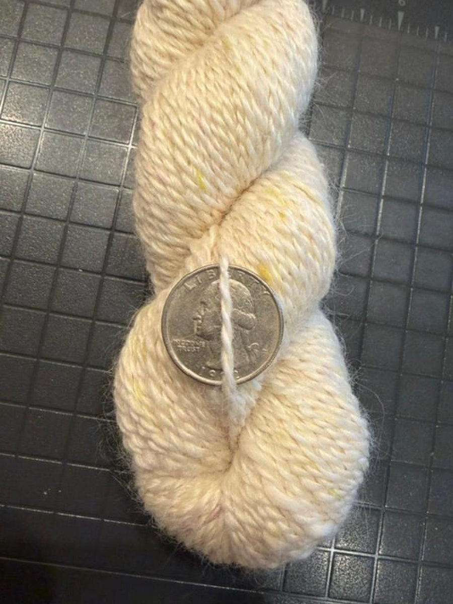 Confetti Whisper Yarn, Suri Blend, White and Silk Speckles, Dk Weight, 200 Yards