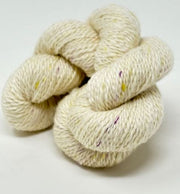 Confetti Whisper Yarn, Suri Blend, White and Silk Speckles, Dk Weight, 200 Yards