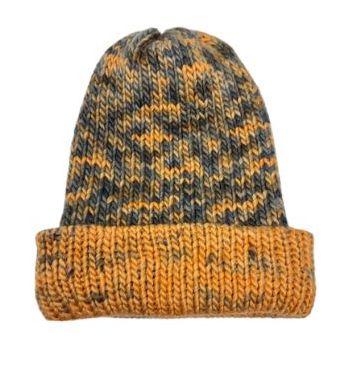 Halloween Beanie, Suri Alpaca and Wool Blend, Double Thick Reversible Winter Hat with Brim