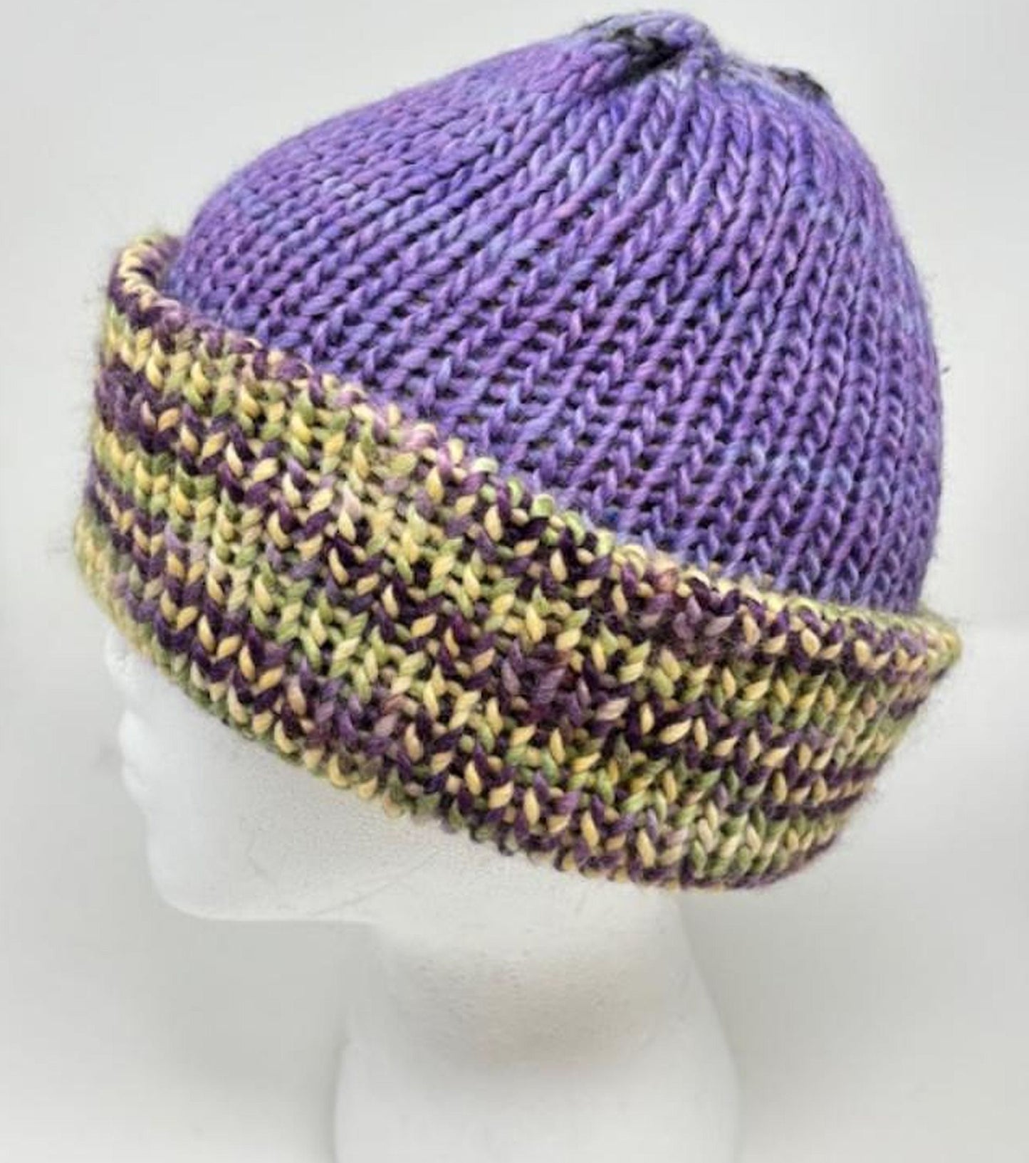 Beanie, Suri Alpaca and Wool Blend, Double Thick Reversible Winter Hat with Brim