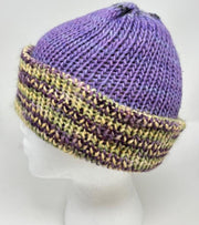 Beanie, Suri Alpaca and Wool Blend, Double Thick Reversible Winter Hat with Brim-2PointFarmAlpacas