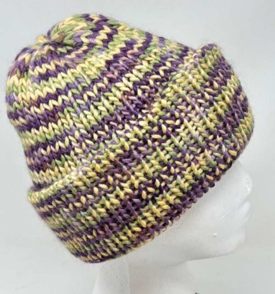 Beanie, Suri Alpaca and Wool Blend, Double Thick Reversible Winter Hat with Brim-2PointFarmAlpacas