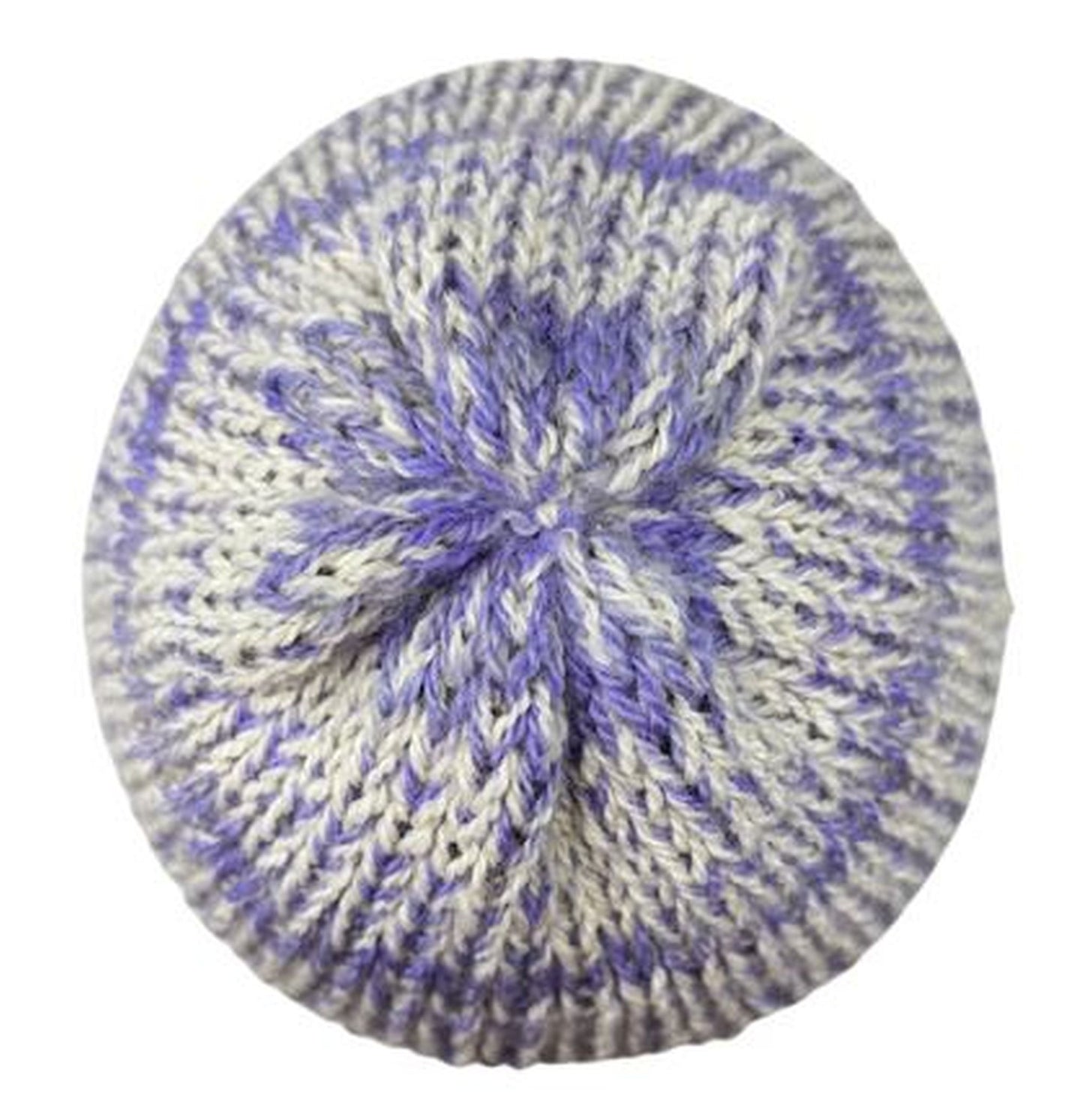 Alpaca Silk Beanie in Lavender and White, Double Thick, Reversible Winter Hat