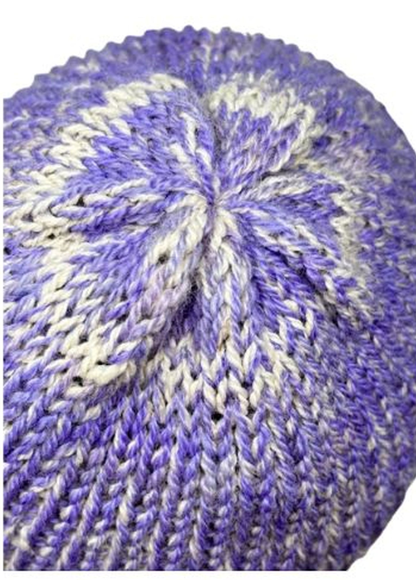 Alpaca Silk Beanie in Lavender and White, Double Thick, Reversible Winter Hat